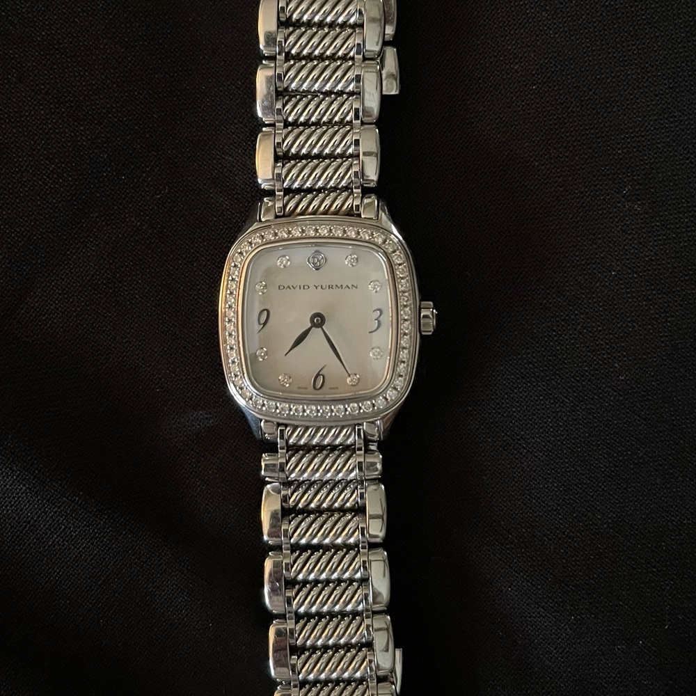 David Yurman Thoroughbred Stainless Steel and Sterling Silver Watch w/ Diamonds